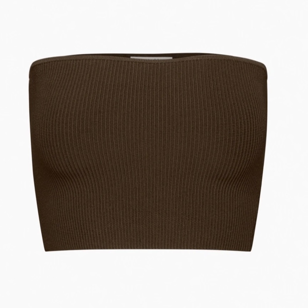 Aritzia Sculpt Knit Cropped Tube Top in Coffee Bean